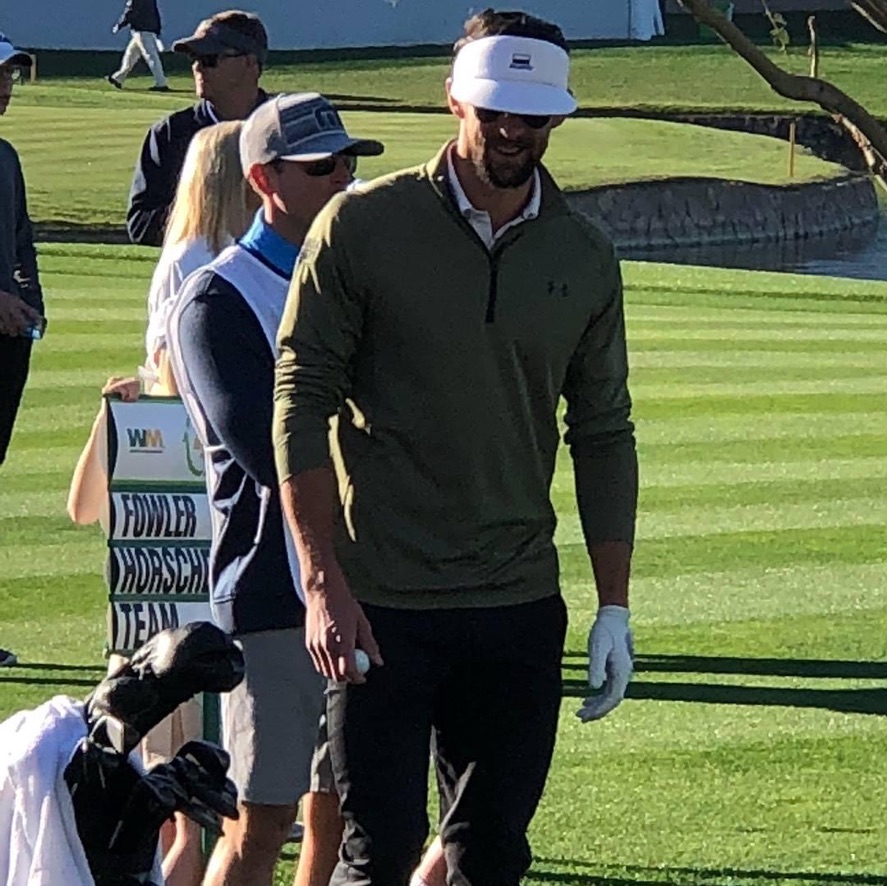 Phoenix native, and 23-time Gold medal olympian Michael Phelps walking to his bag jan. 31, 2018, during the 2018 Annexus Pro-Am in Scottsdale, Arizona. Phelps Played along side Professionals Rickie Fowler and Justin Thomas.