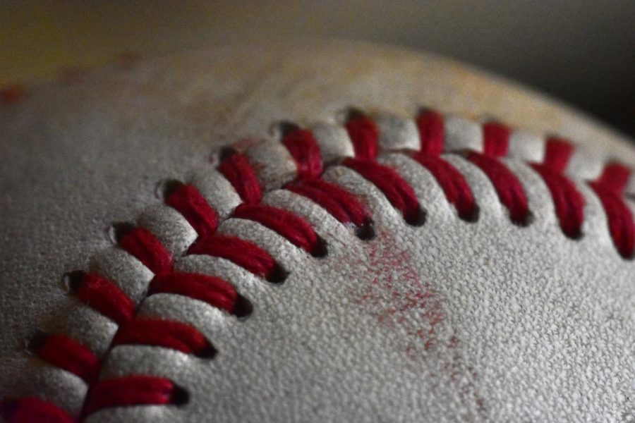 Close-up view of a baseball.