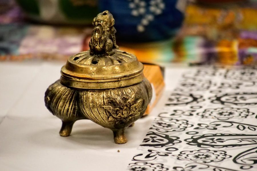 An incense burner sits on display Wednesday during Chinese Club's tea ceremony.