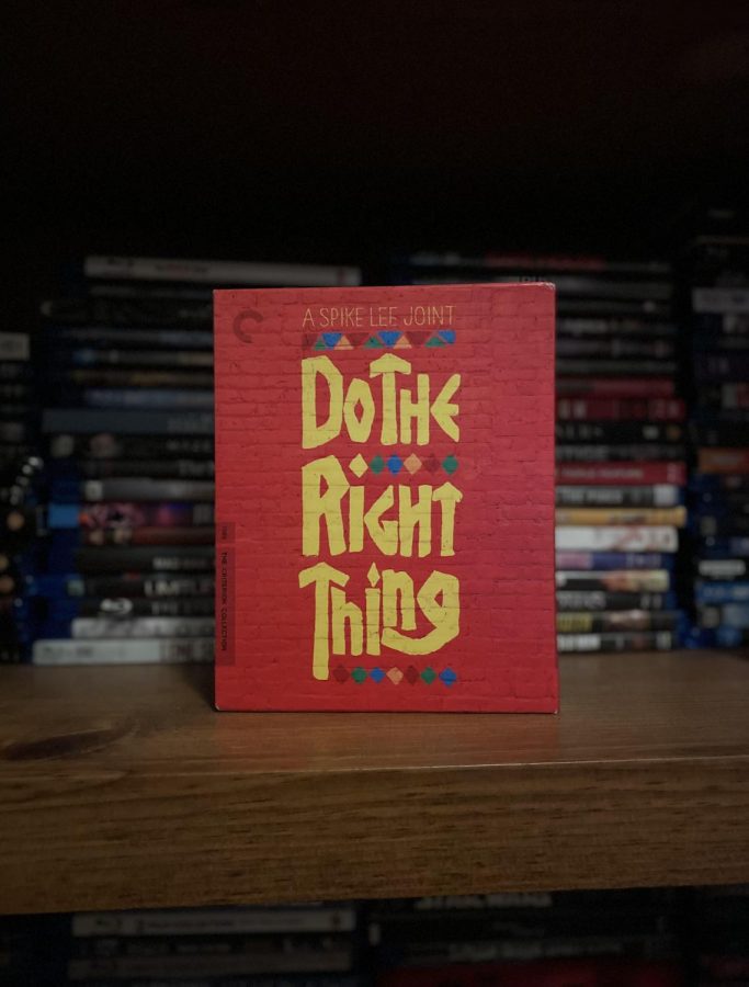 The Criterion version of Spike Lees Do The Right Thing in front of an assortment of films.