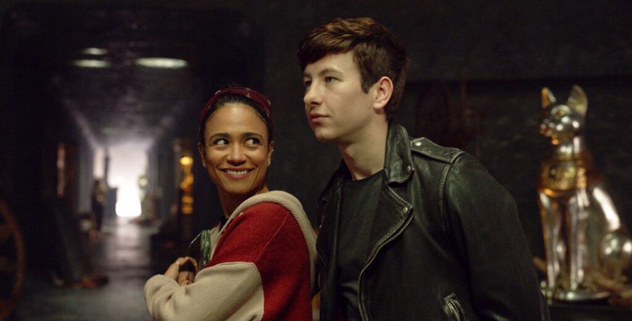 This image released by Marvel Studios shows Lauren Ridloff, left, and Barry Keoghan in a scene from 