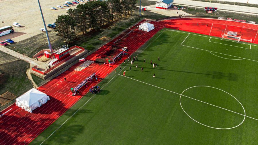 An+aerial+view+of+the+NIU+Track+and+Field+%26+Soccer+Complex+during+the+Womens+game+on+Aug.+26.