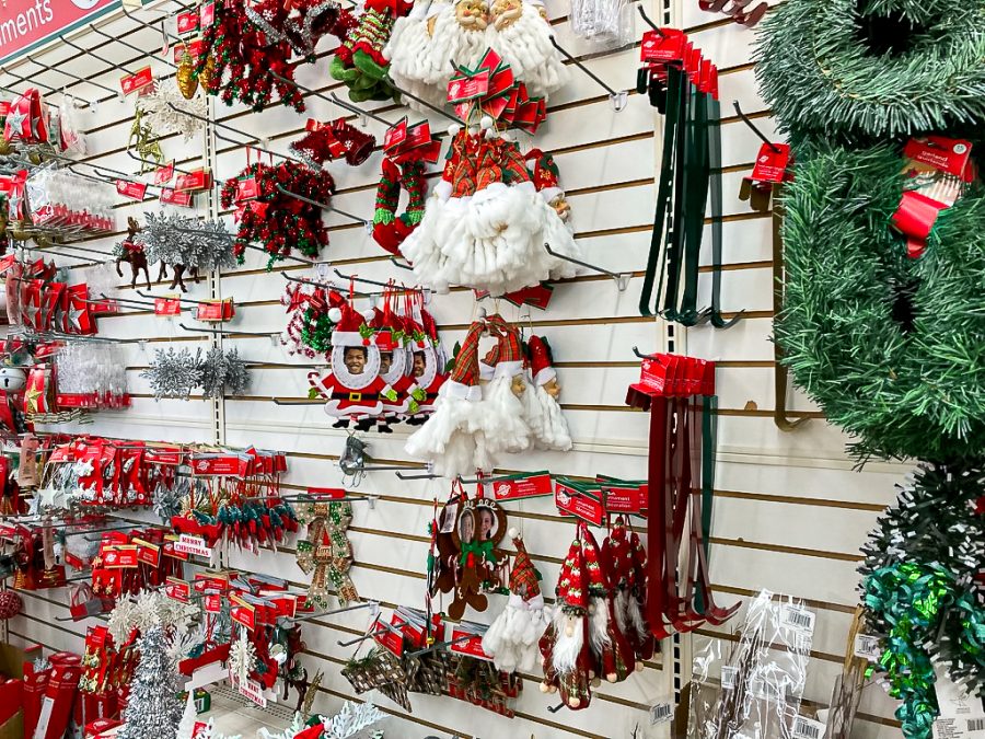 Christmas items displayed in a store in early November. 