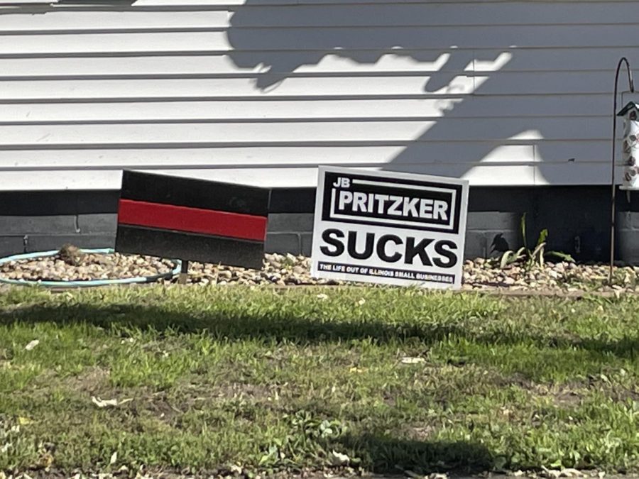 Photo taken in Farmer City, IL. Despite being a blue state with a Democrat governor, a majority Democrat General Assembly, mostly Democrat reps and 2 Democrat Senators, there is a growing resentment for the party in rural areas.