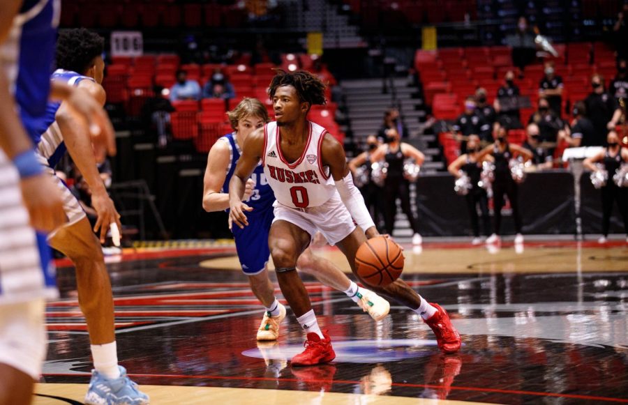 Sophomore guard Keshawn Williams drives against the Eastern Illinois defense during their game on Dec. 2.  Williams scored a career-high 24 points.