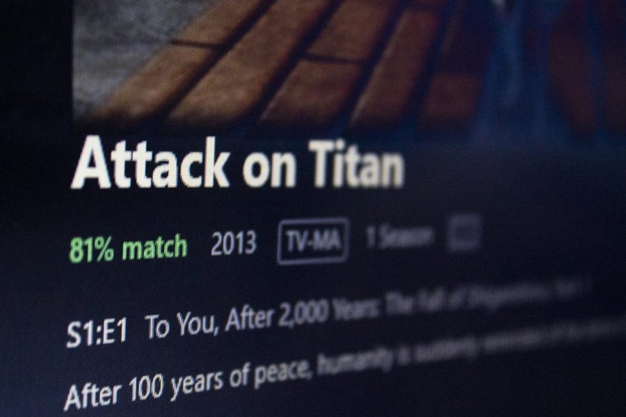 A photograph of Attack on Titan, available on Netflix.