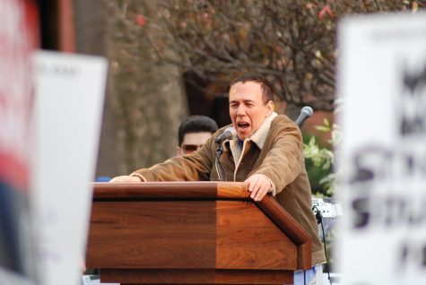 Gilbert Gottfried at the Writers Guild of America East Solidarity Rally in Washington Square in 2007.