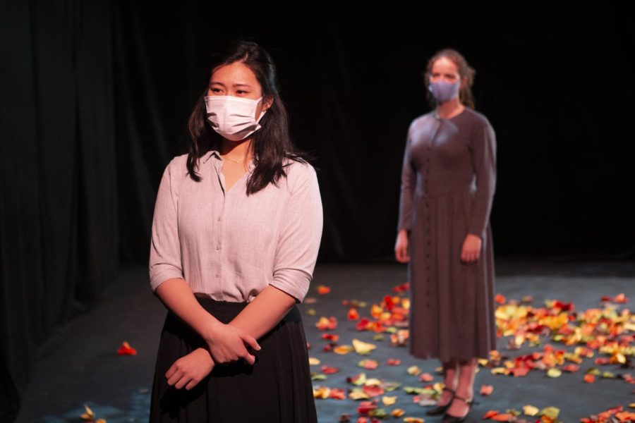Kaitlyn Cheng (Left) looks longingly at the horizon as Irina in Three Sisters The play was performed in November at the Sally Stevens Players Theatre in the Stevens Building (Courtesy of Kaitlyn Cheng)