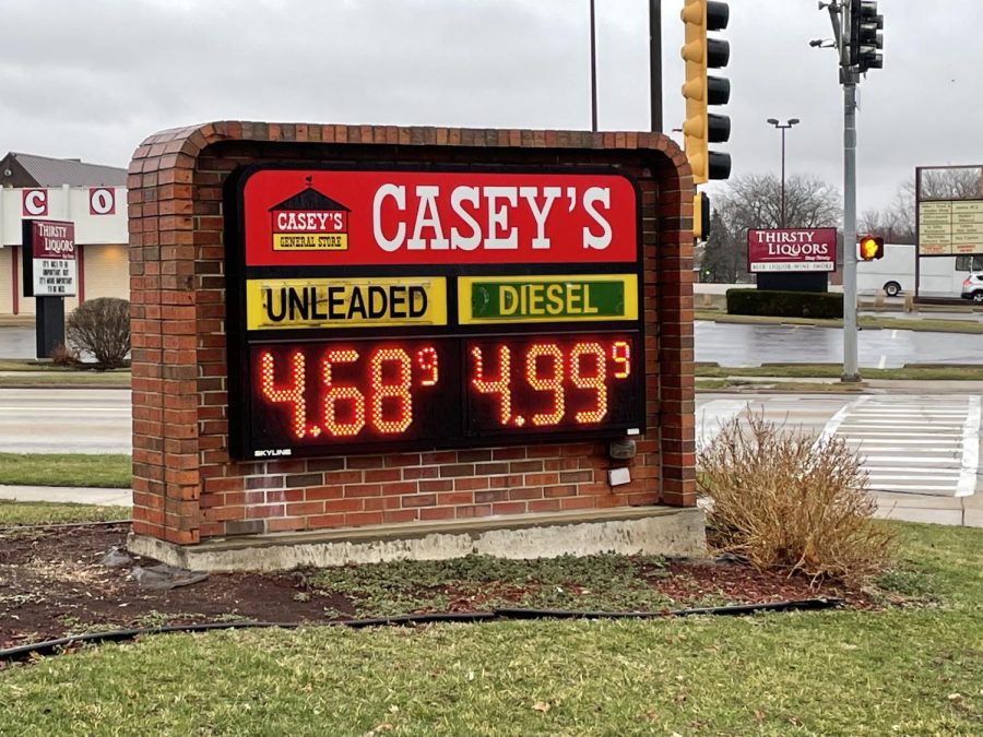Caseys General Store, 1001 N Annie Glidden Rd, sells regular unleaded gas at $4.68 on March 24.