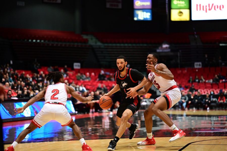 Trendon Hankerson dribbles the ball during a game against Miami University Feb. 19 at the NIU Convocation Center in DeKalb.