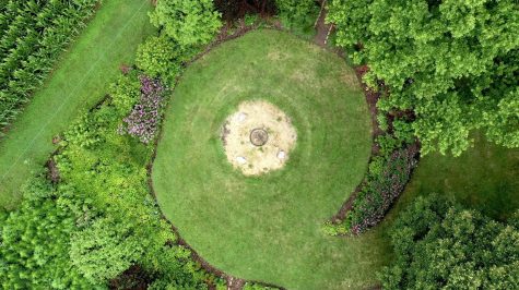 Drone shot of the butterfly waystation spiral  at Mayfield Congregational Church, 28405 East Church Road (Courtesy of Randy Caspersen)