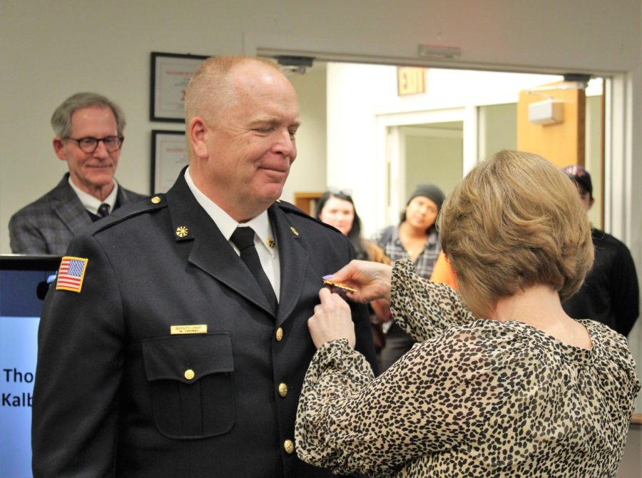 Michael Thomas is sworn-in as Fire Chief before the DeKalb City Council on April 11. 