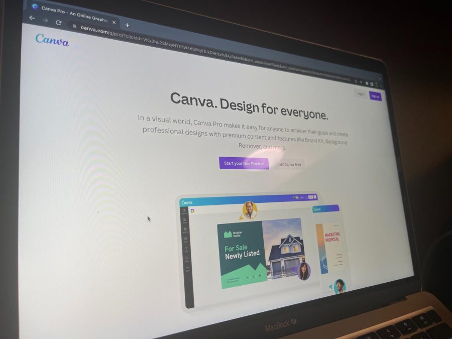 Users can sign up for free to use Canva, a graphic design website.