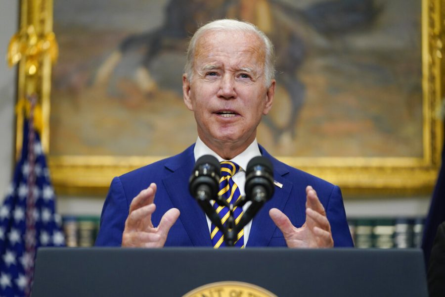 President Joe Biden speaks about student loan debt forgiveness in the Roosevelt Room of the White House, Wednesday, Aug. 24, 2022, in Washington. 