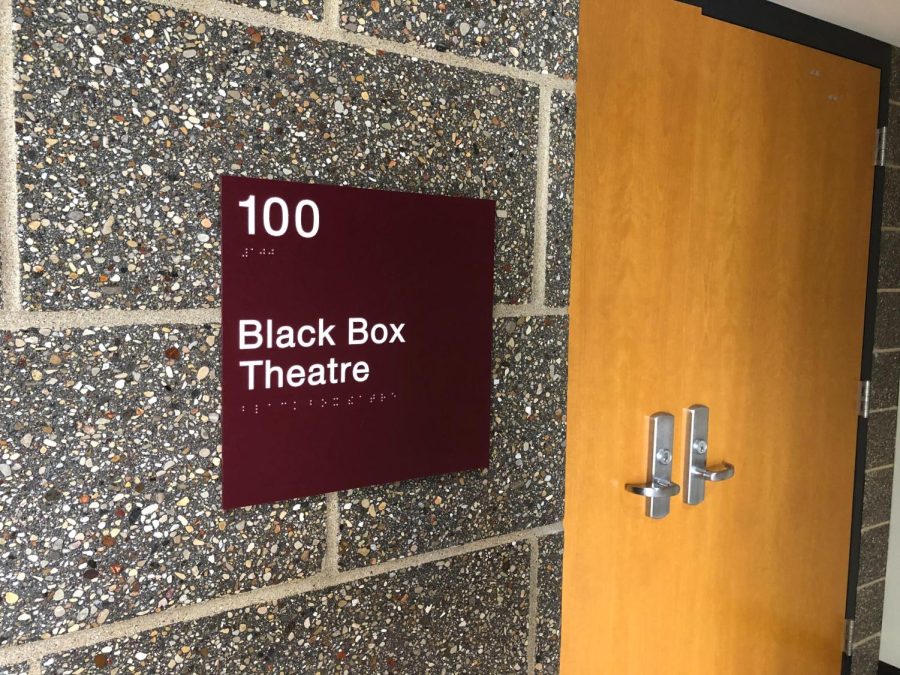 The entrance to the Black Box Theatre located in the Stevens Building on NIU campus. (Abby Lamoreaux | Northern Star)