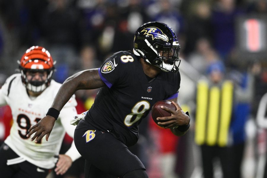 Baltimore+Ravens+quarterback+Lamar+Jackson+carries+the+ball+during+the+second+half+of+an+NFL+football+game+against+the+Cincinnati+Bengals+on+Sunday.+Jackson+was+the+Ravens+leading+rusher+with+12+carries+for+58+yards+in+a+19-17+win+over+the+Bengals.+%28Nick+Wass+%7C+Associated+Press%29