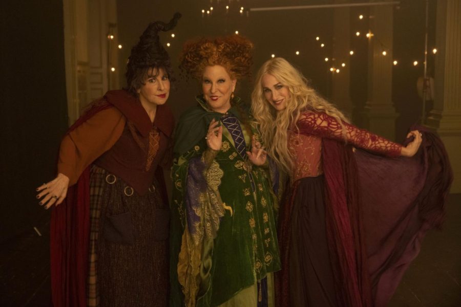 Kathy Najimy as Mary Sanderson, Bette Midler as Winifred Sanderson, and Sarah Jessica Parker as Sarah Sanderson in HOCUS POCUS 2, exclusively on Disney+. (Photo by Matt Kennedy © 2022 Disney Enterprises, Inc.)