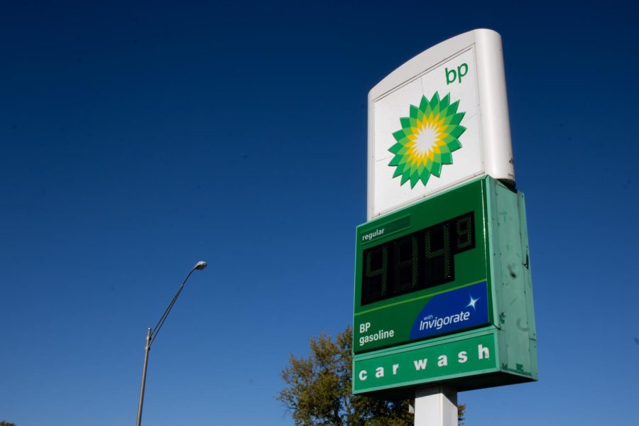 BP gas station located on West Lincoln Highway in DeKalb. The gas is priced at $4.14 per gallon. (Sean Reed | Northern Star)