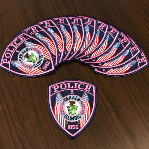 Pink patches that will be sold this week by the City of DeKalb police department. (Photo courtesy of the City of DeKalb Police Department)