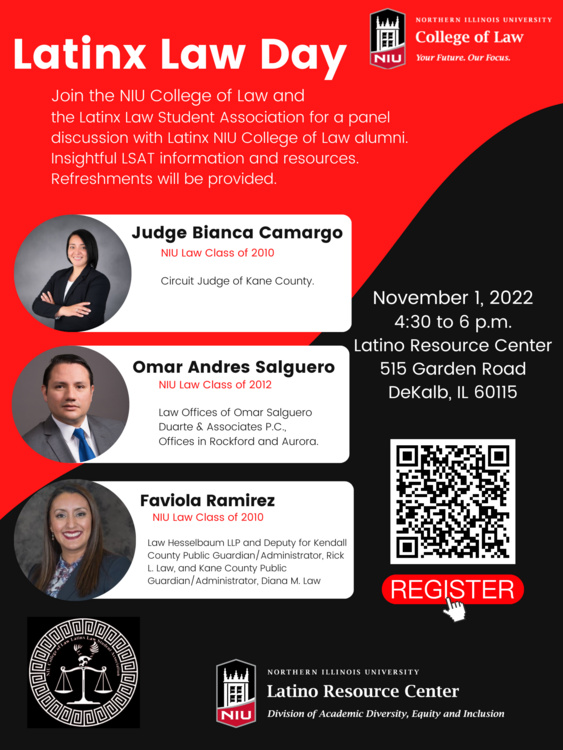 NIU students will be given the opportunity to learn more about the College of Law program and hear from practicing attorneys and a judge. 
