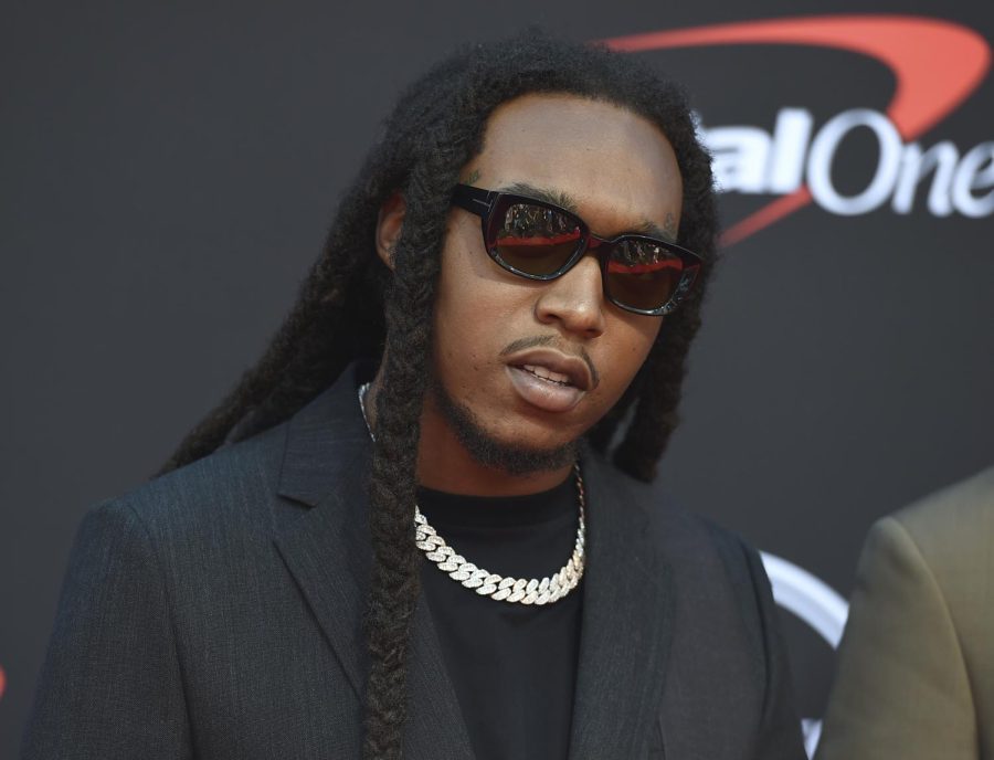 Takeoff, of Migos, arrives at the ESPY Awards in Los Angeles on July 10, 2019. A representative confirms that rapper Takeoff is dead after a shooting outside of a Houston bowling alley early Tuesday, Nov. 1, 2022. Takeoff, whose real name was Kirsnick Khari Ball, was part of Migos along with Quavo and Offset. He was 28. (Photo by Jordan Strauss/Invision/AP, File)