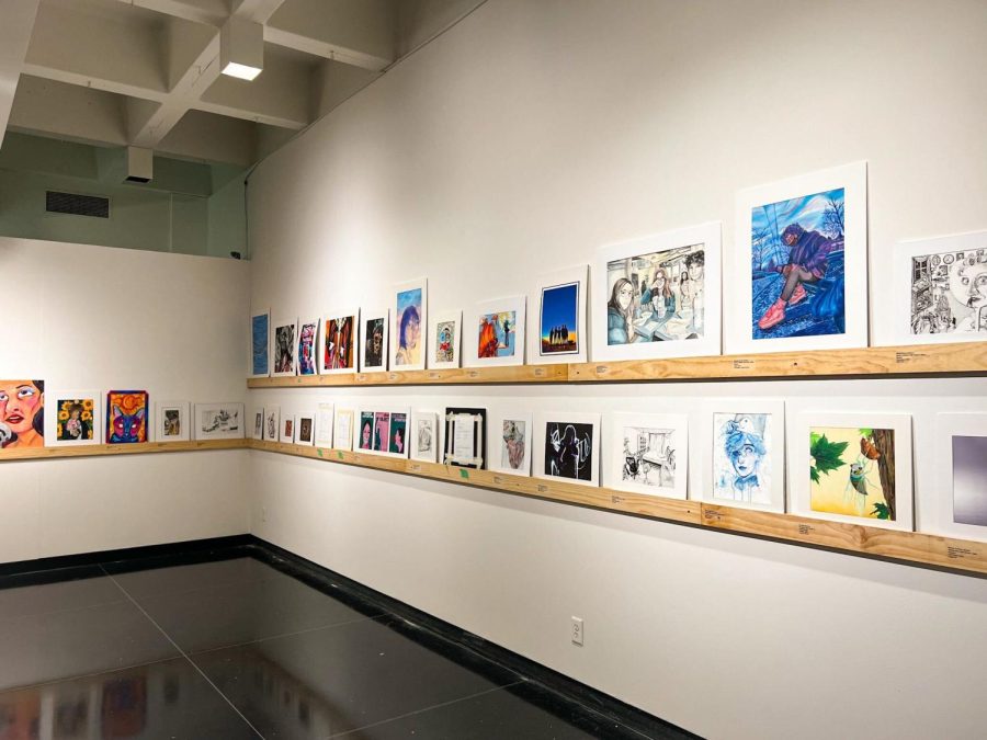 High school students from the northern Illinois area have their artwork on display in the Jack Olson Gallery. The exhibition runs from Nov.7 till Nov. 19, the closing reception. (Bayan Abuihmoud | Northern Star)