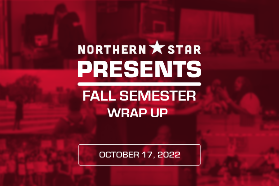 A graphic featuring images taken by Northern Star photographers throughout the fall semester alongside the Northern Star logo. (Sean Reed | Northern Star)