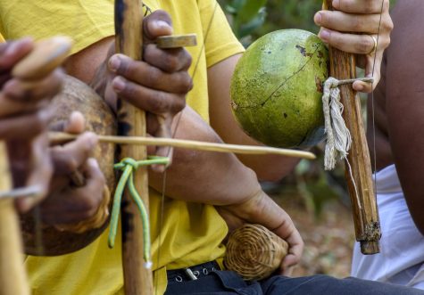 The berimbau comes from Africa and was brought to Brazil during the Transatlantic slave trade.