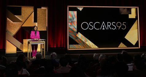 The President of the Academy of Motion Picture Arts and Sciences Janet Yang presents at the 95th Oscar nomination ceremony. 