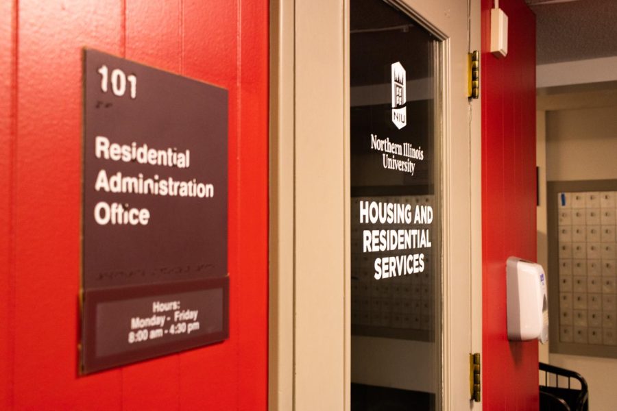 The entrance to the Housing and Residential Services sits empty over the weekend in Neptune East. Emmanuel Corpuz has been appointed to the Student Government Association Senate, representing University Housing at NIU. (Sean Reed | Northern Star)