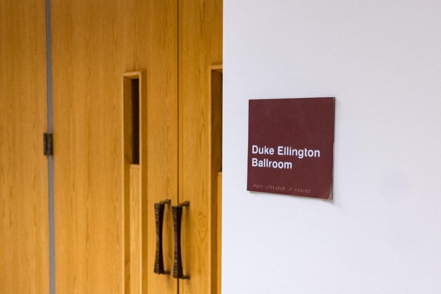 The entrance to the Duke Ellington Ballroom in the Holmes Student Center. (Sean Reed | Northern Star)