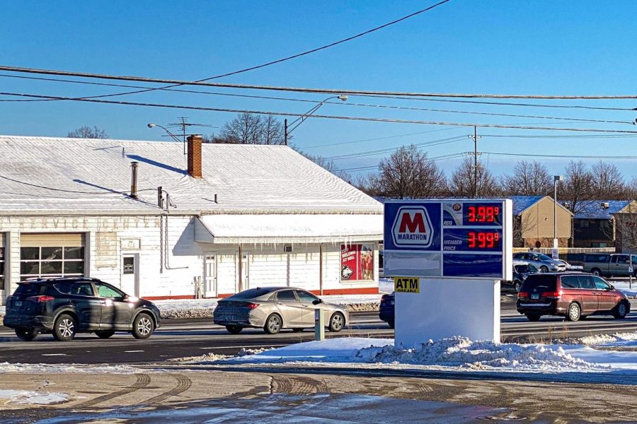 Gas prices this afternoon set to $3.99 per gallon for regular unleaded from Marathon gas station at 125 N Annie Glidden Road. (Sean Reed | Northern Star)