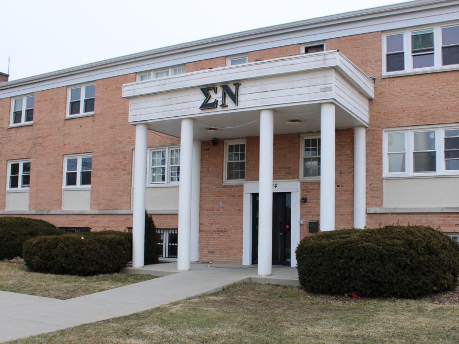Sigma Nu’s Greek house on an overcast afternoon at 114 Blackhawk Road. (Nyla Owens | Northern Star)