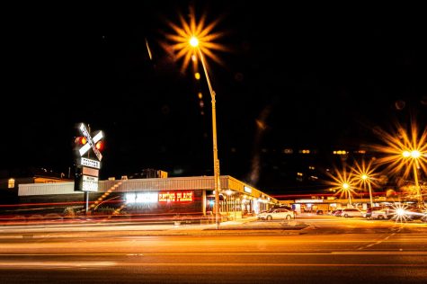 The Junction Eating Place illuminating the Junction Center parking lot on Feb. 11 on Lincoln Highway. (Mingda Wu | Northern Star)