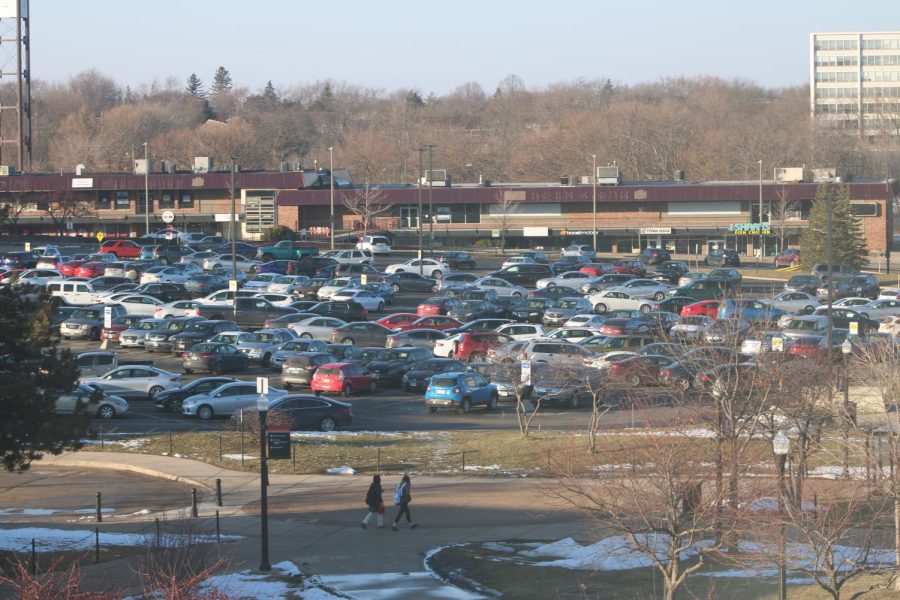An Overview of Lot C that was taken Tuesday afternoon from DuSable Hall.  (Nyla Owens | Northern Star)
