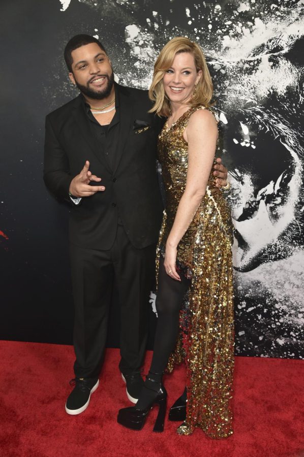 Actor OShea Jackson Jr. and Director Elizabeth Banks on the red carpet during the World Premier of Cocaine Bear.