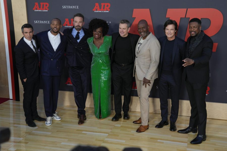 The cast of Air Chris Messina (left), Marlon Wayans, Ben Affleck, Viola Davis, Matt Damon, Julius Tennon, Jason Bateman and Chris Tucker during the premiere of the film. Air releases next week along with the other pieces of content on this list.