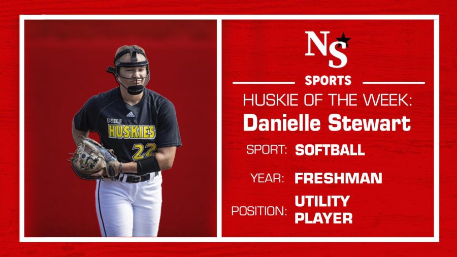 Freshman utility player Danielle Stewart snags NIU softballs first Huskie of the Week award of the season. Stewarts last three pitching performances propelled the Huskies to a four-game winning streak. (Eddie Miller | Northern Star)