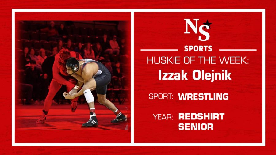 Izzak Olejnik secures Huskie of the Week honor after a stellar performance at the 2023 NCAA Wrestling Championships. (Eddie Miller | Northern Star)