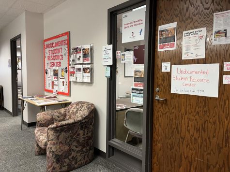 The entrance to the Undocumented Student Resource Center in the Peters Campus Life Building. The centers drive for the immediate relief fund closes 11:59 p.m. Thursday. (Bridgette Fox | Northern Star)