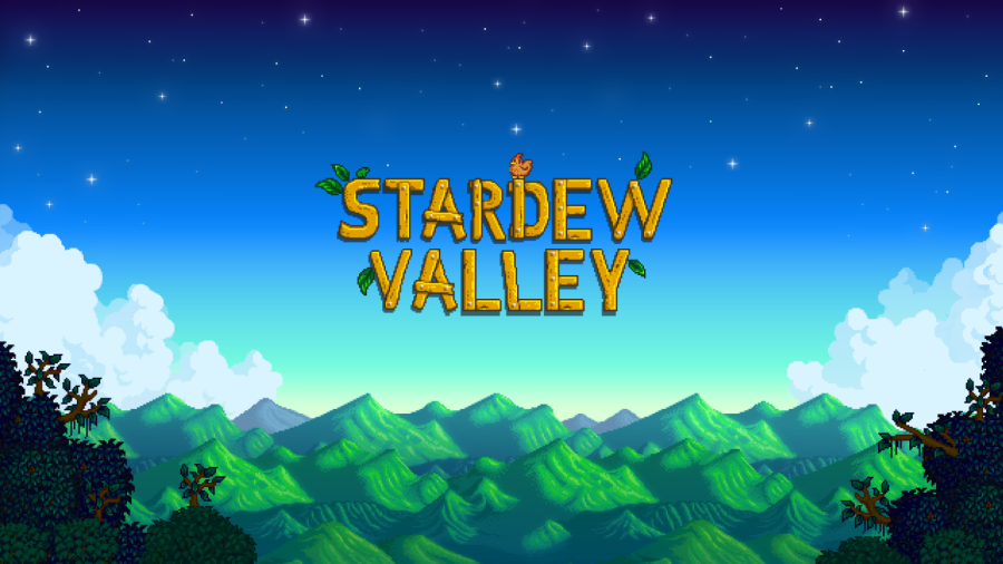 A+screenshot+of+the+title+screen+of+Stardew+Valley+in+8-bit+style.+Stardew+Valley+is+one+of+the+five+games+that+will+help+you+relax+after+spring+break.+