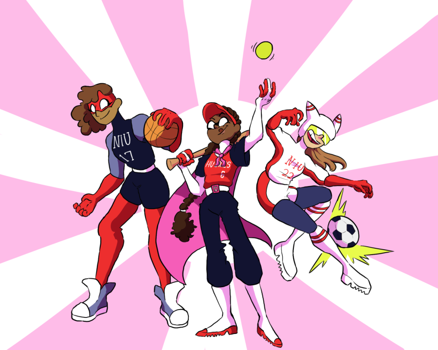 A basketball player, softball player and soccer player portrayed as superheroes. The Northern Star Editorial Board believes NIU students should support womens sports more as they bring home a lot of accomplishments. 