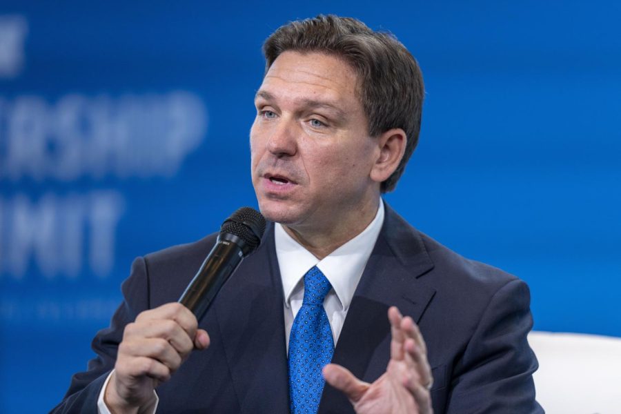 Florida Gov. Ron DeSantis speaks at the Heritage Foundation 50th Anniversary Celebration leadership summit, April 21, in Oxon Hill, Maryland. Opinion Columnist Lucy Atkinson believes that DeSantis immigration policies are heartless. (AP Photo/Alex Brandon)
