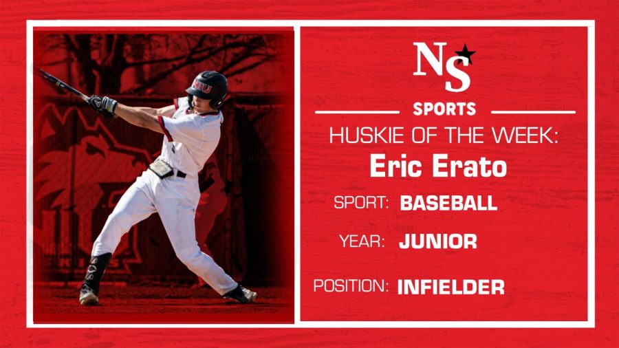 Junior+infielder+Eric+Erato+earned+Huskie+of+the+Week+after+his+clutch+hitting+during+Fridays+win+over+Western+Michigan.+%28Eddie+Miller+%7C+Northern+Star%29