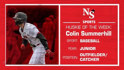 NIU baseball outfielder and catcher Colin Summerhill had seven RBIs including a grand slam which earned him this weeks Huskie of the Week. (Eddie Miller | Northern Star)