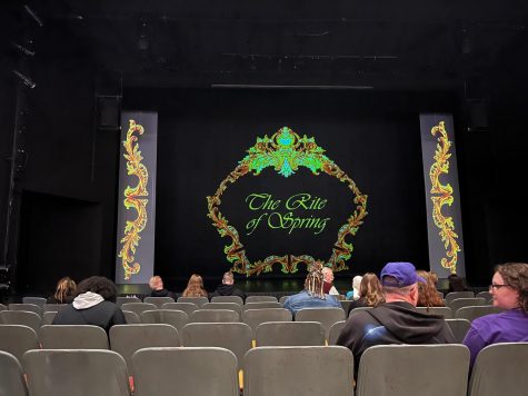 People wait in the O’Connell Theater in NIU’s Stevens building for The Spring Dance Concert. The concert concluded NIU’s School of Theater and Dance’s 2022-23 production lineup. (Sarah Rose | Northern Star)