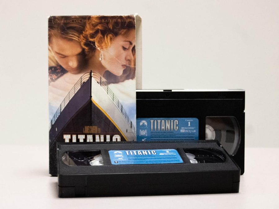 A VHS copy of Titanic sits ready to be played Monday on a desk. (Sean Reed | Northern Star)