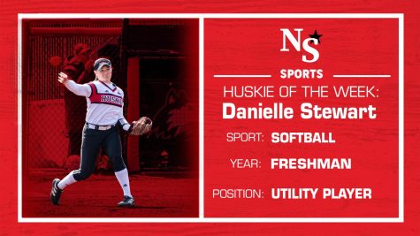 Freshman utility player Danielle Dee Dee Stewart won her second career Huskie of the Week award after posting two straight nine-strikeout games against the University at Buffalo. (Eddie Miller | Northern Star)
