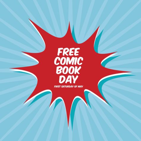 A comic book festival lettering vector celebrating Free Comic Book day. The DeKalb Public Library will be hosting an event this Saturday in honor of this celebration.