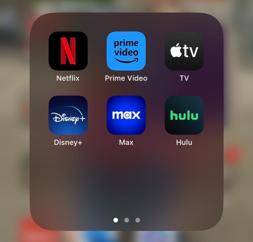 A screenshot of various streaming services sit grouped together on an iPhone. Which streaming service is your favorite? (Angelina Padilla - Tompkins | Northern Star)